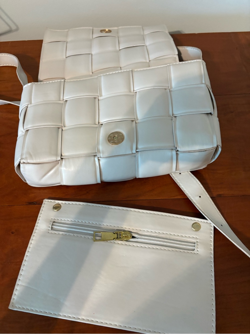 Cream woven padded shoulder bag quiet luxury minimalist purse - Picture 11 of 13